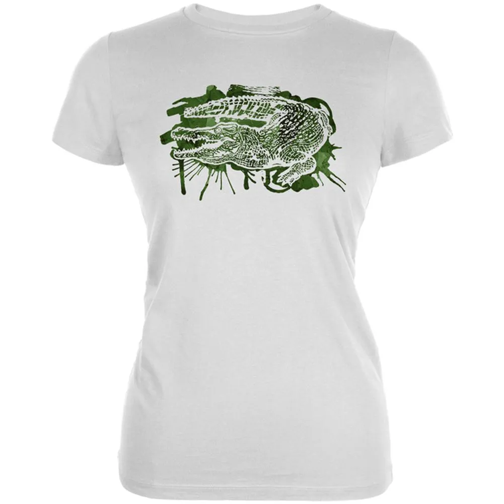 Alligator Swamp Water Splatter Juniors Soft T Shirt
