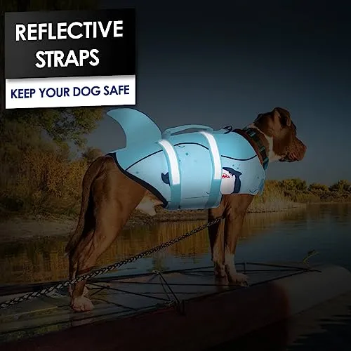 AOFITEE Dog Life Vest, Dog Life Jacket Shark, Ripstop Dog Safety Vest with Superior Buoyancy and Rescue Handle, Adjustable Dog Swimming Vest Dog Float Coat for Small Medium Large Dogs