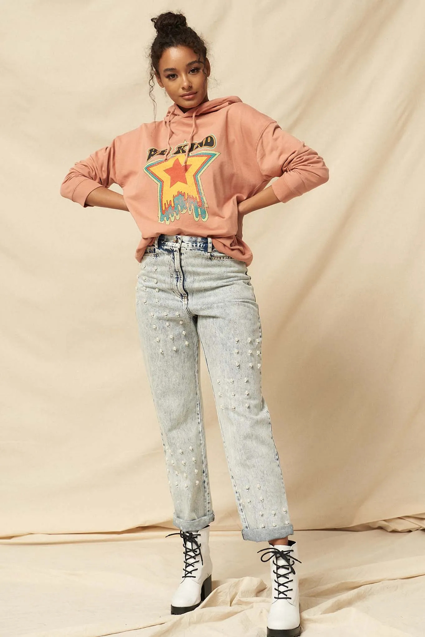 Be Kind Garment-Dyed Graphic Hoodie