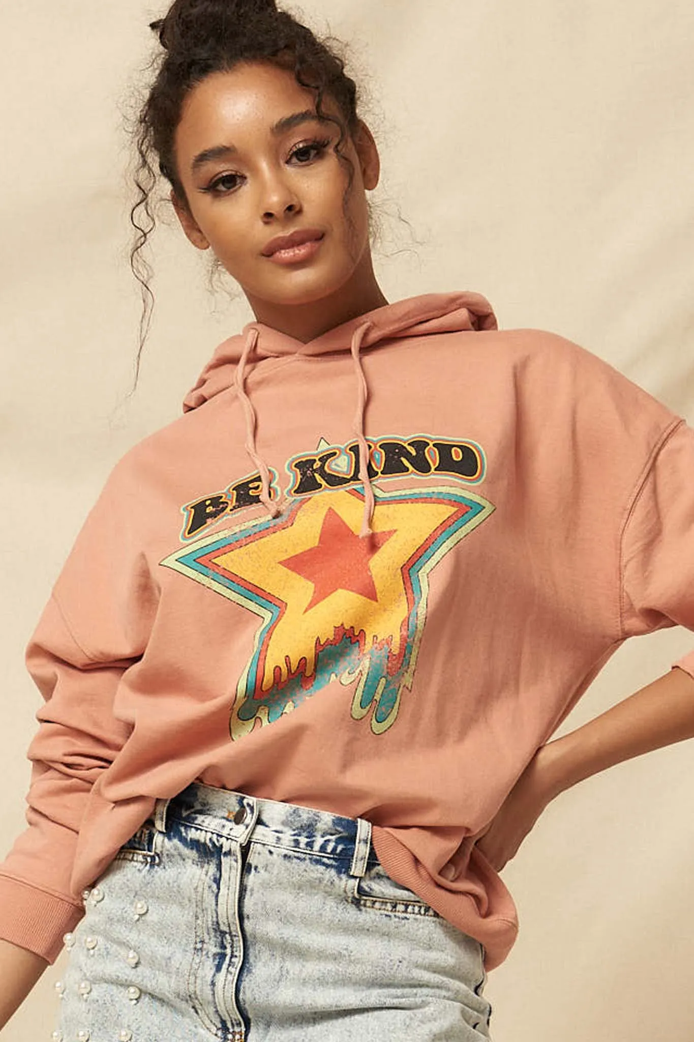 Be Kind Garment-Dyed Graphic Hoodie