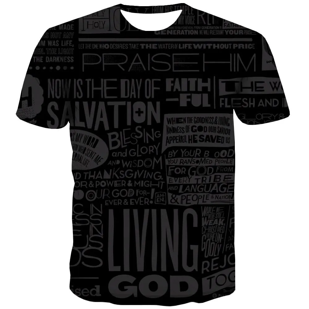 black letters tshirt Hip hop tshirt 3D special texture Cool different art costume men