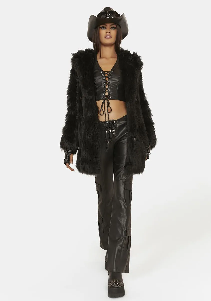 Black Wolf Classic Faux Fur Coat