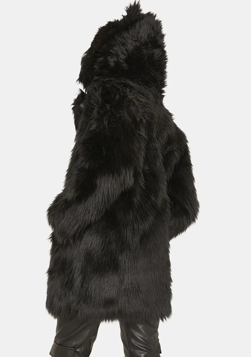 Black Wolf Classic Faux Fur Coat