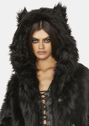 Black Wolf Classic Faux Fur Coat