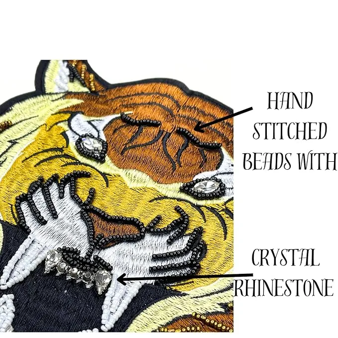 Brown and Gold Tiger Head Large Patch