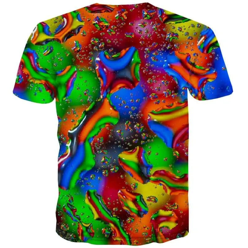 Colorful T shirts Men Graffiti Shirt Print Abstract Tshirt Anime Psychedelic Tshirts Casual Rain T-shirts 3d