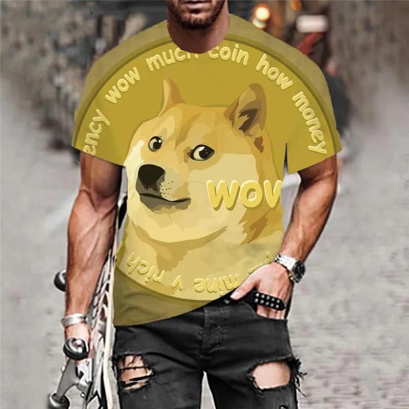 Dog T shirt Men Bitcoin Funny T shirts Animal Anime Clothes Retro Tshirts Casual