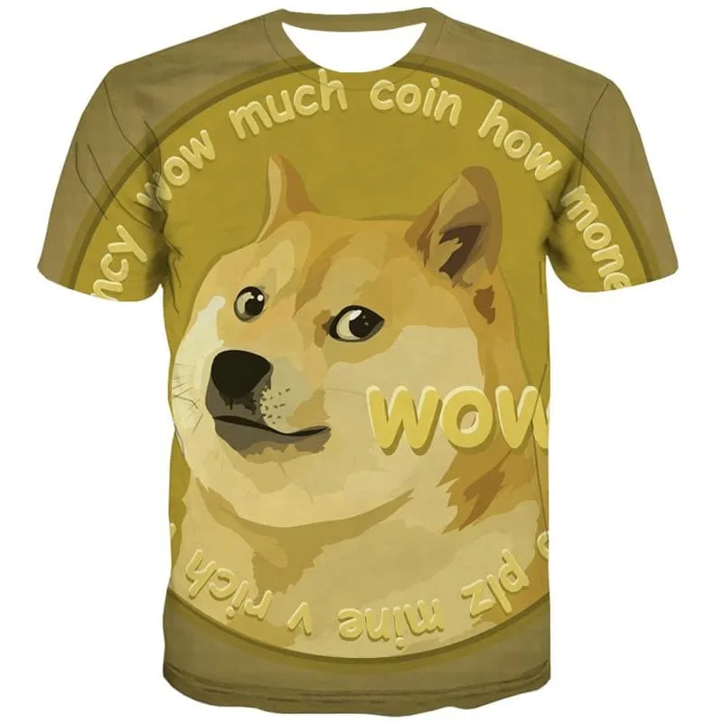 Dog T shirt Men Bitcoin Funny T shirts Animal Anime Clothes Retro Tshirts Casual