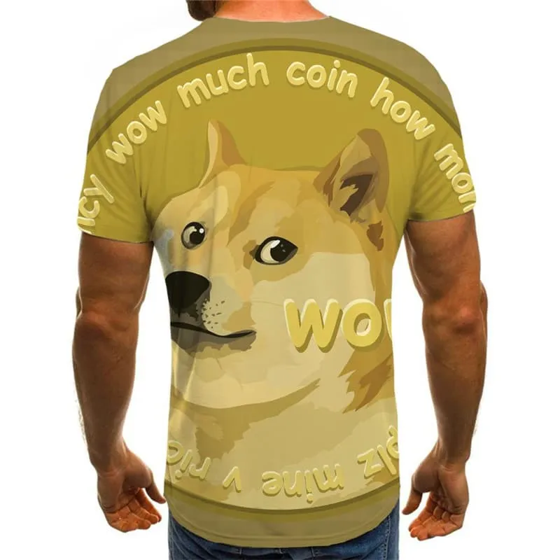 Dog T shirt Men Bitcoin Funny T shirts Animal Anime Clothes Retro Tshirts Casual