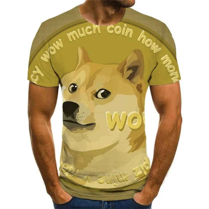 Dog T shirt Men Bitcoin Funny T shirts Animal Anime Clothes Retro Tshirts Casual