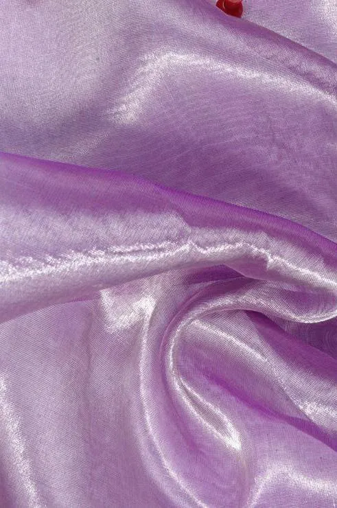Eggplant Silver Metallic Organza Fabric