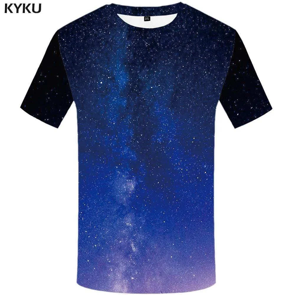 Galaxy T shirt Men Space Tshirt Anime Blue Tshirts Print Harajuku T-shirt 3d Gothic T shirts Funny Mens Fashion Hip hop Unisex