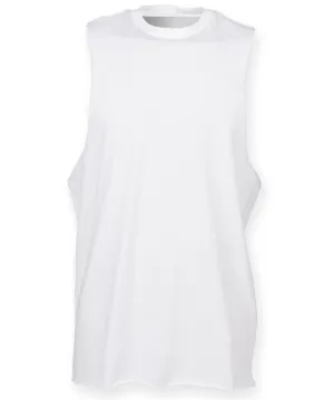 High neck slash armhole vest | White