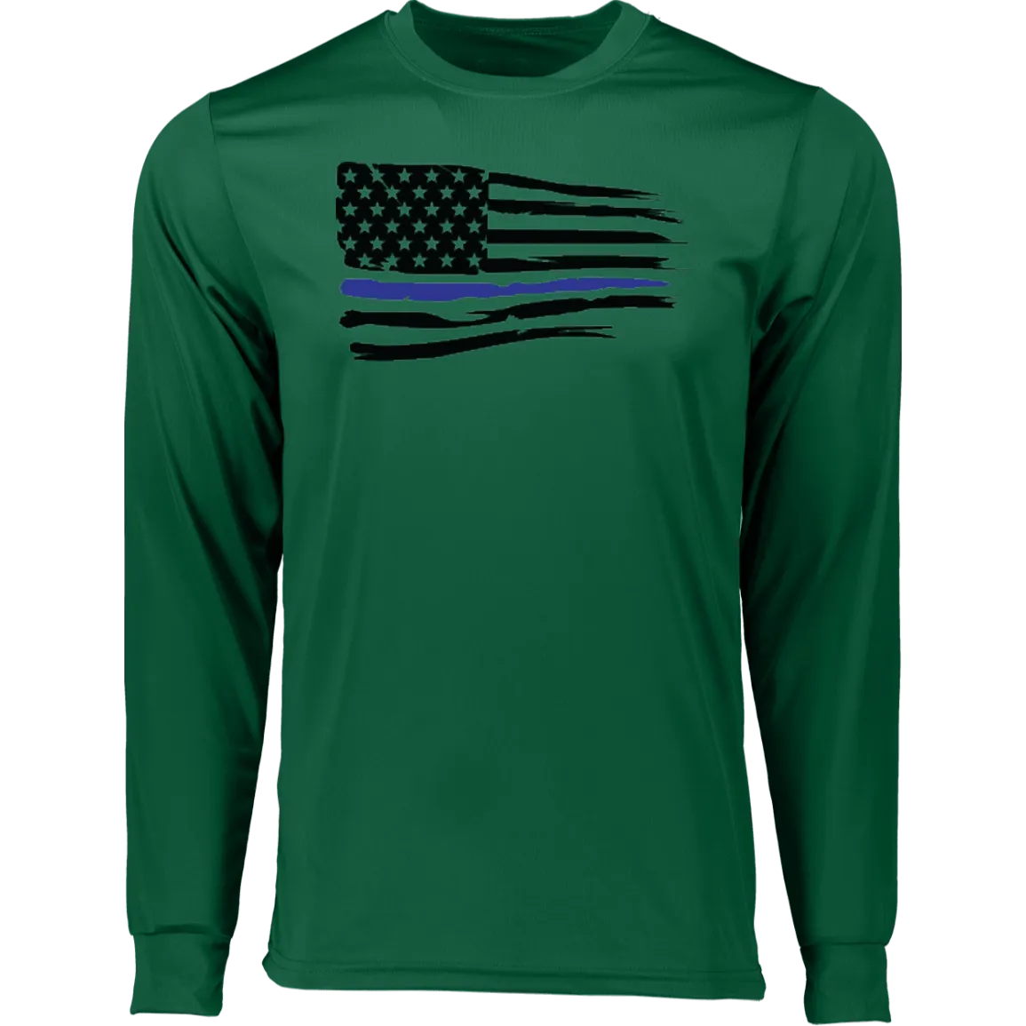 Horizontal Police Flag  Men's Long Sleeve Moisture-Wicking Tee