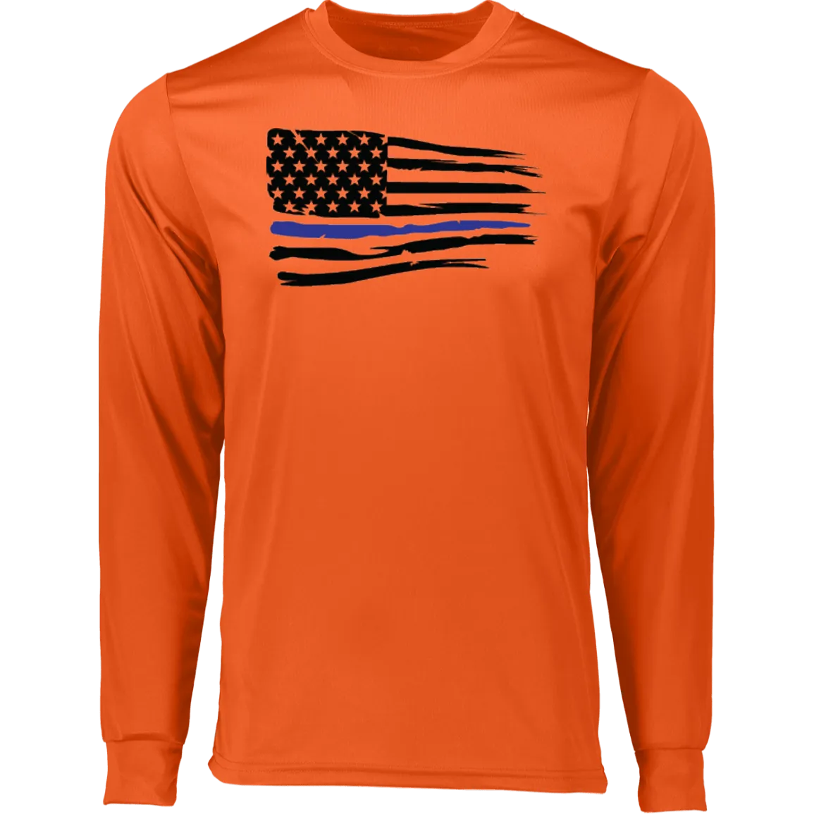 Horizontal Police Flag  Men's Long Sleeve Moisture-Wicking Tee