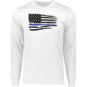 Horizontal Police Flag  Men's Long Sleeve Moisture-Wicking Tee