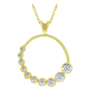 J Goodin Classic Wedding Anniversary Style Golden Graduated Cubic Zirconia Circle Pendant For Women