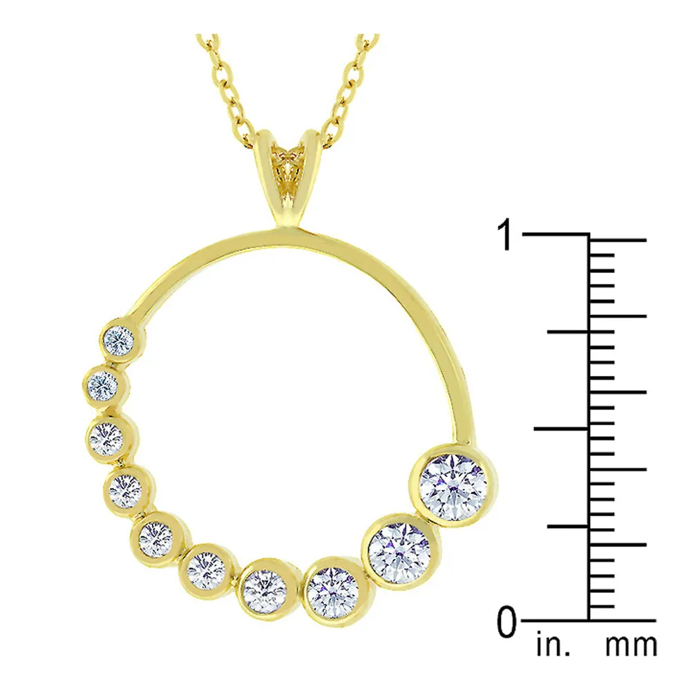 J Goodin Classic Wedding Anniversary Style Golden Graduated Cubic Zirconia Circle Pendant For Women