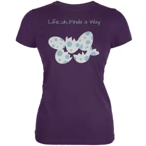 Jurassic Dino Eggs Life Finds a Way Purple Juniors Soft T-Shirt