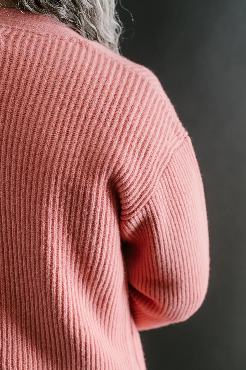 LOCG02.39 - Merino Wool Cashmere Blend Cardigan Relaxed Fit - Rosewood