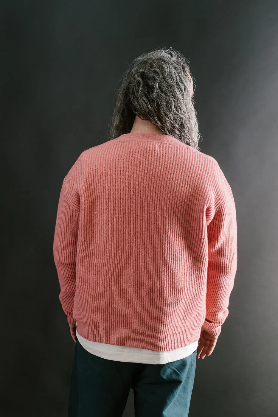 LOCG02.39 - Merino Wool Cashmere Blend Cardigan Relaxed Fit - Rosewood