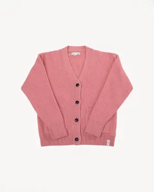 LOCG02.39 - Merino Wool Cashmere Blend Cardigan Relaxed Fit - Rosewood