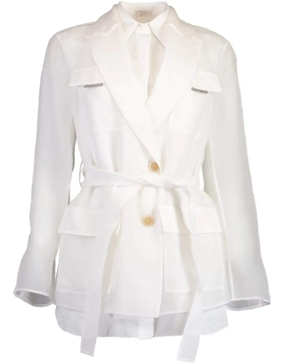 Organza Belted Silk Shirt