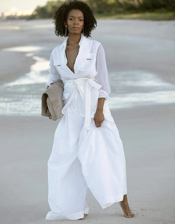 Organza Belted Silk Shirt