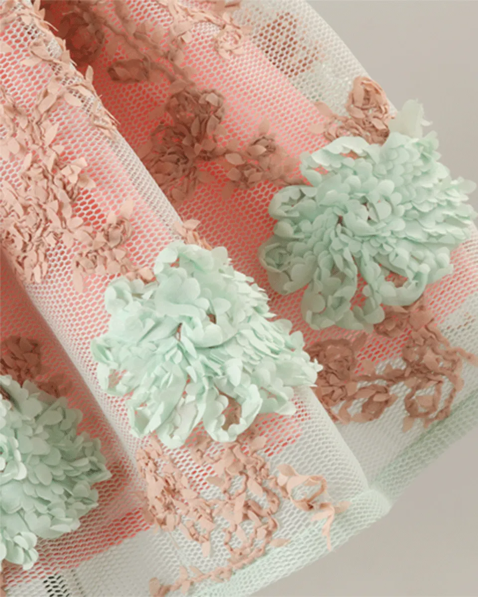 Pre-Order: Stylish Dress in Silk with Pearl Embellishment-Peach