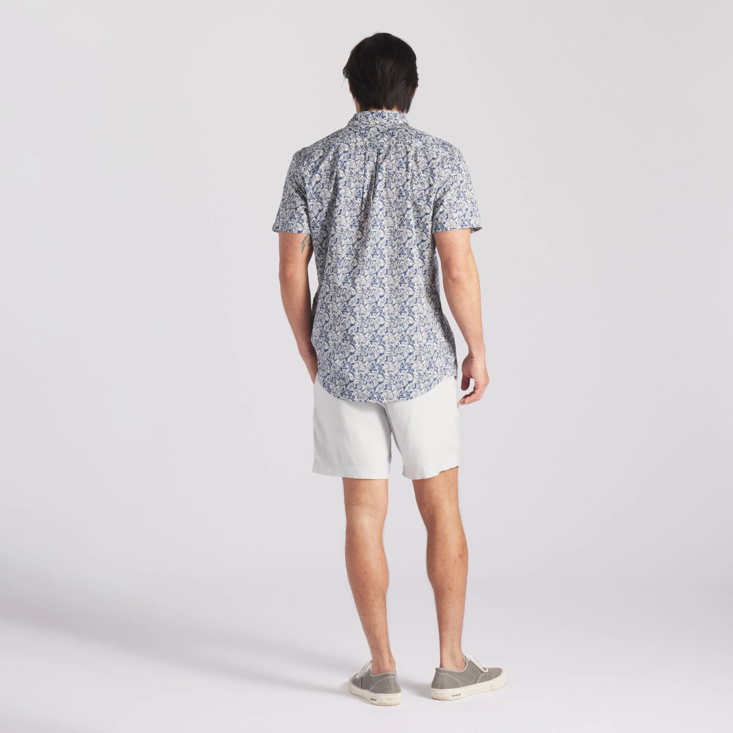 Printed Lightweight Poplin Shirt - Retro Tropical Print