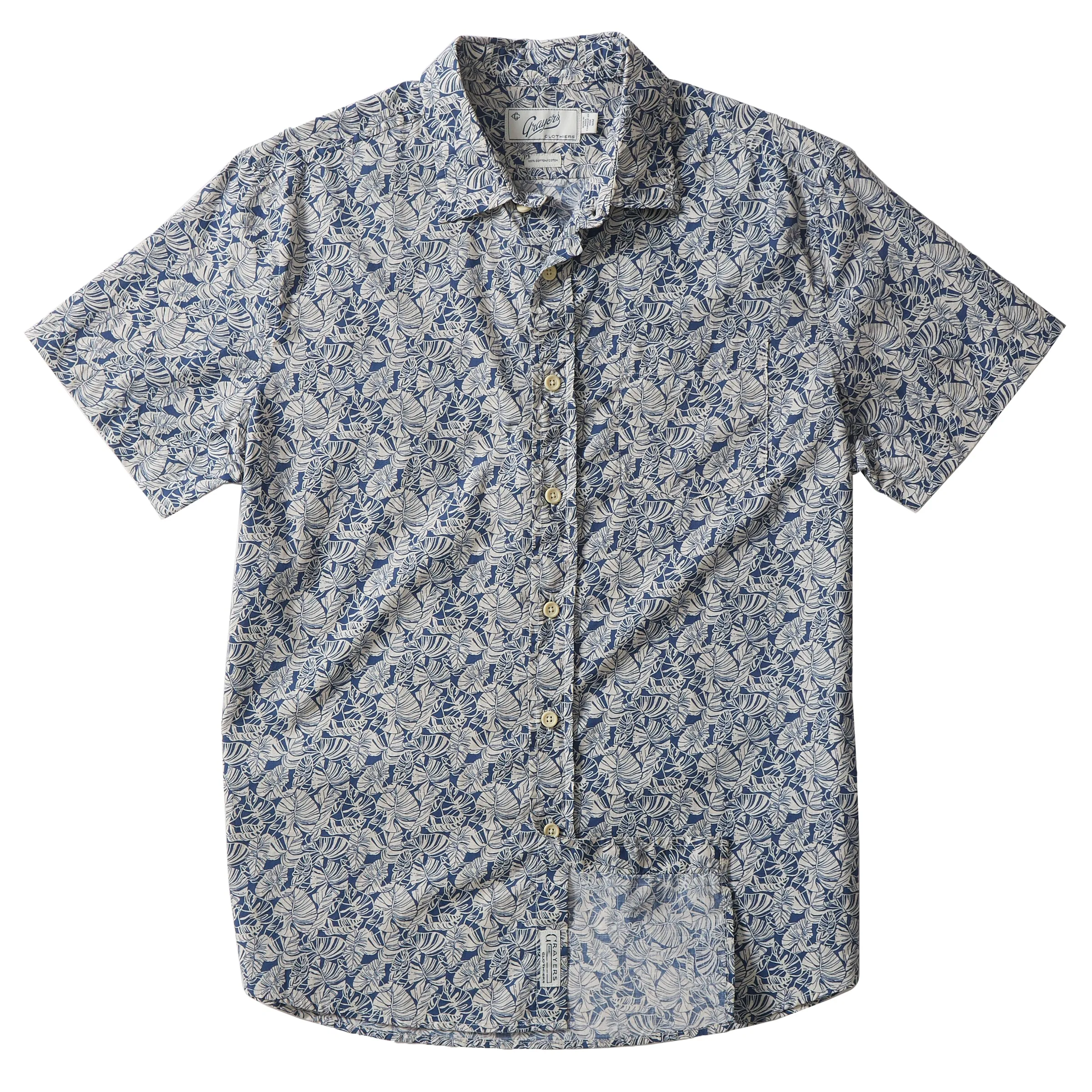 Printed Lightweight Poplin Shirt - Retro Tropical Print