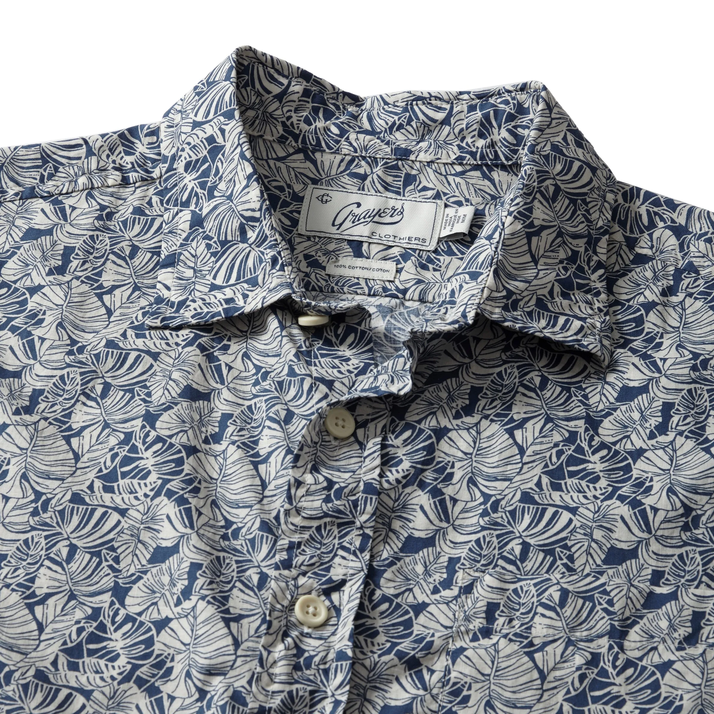 Printed Lightweight Poplin Shirt - Retro Tropical Print