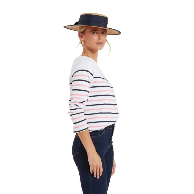 Schoffel Beauport Ladies Top - White/Navy/Flamingo Stripe