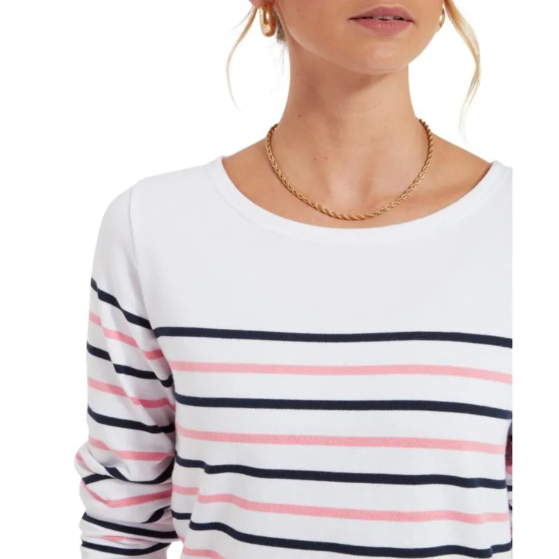 Schoffel Beauport Ladies Top - White/Navy/Flamingo Stripe