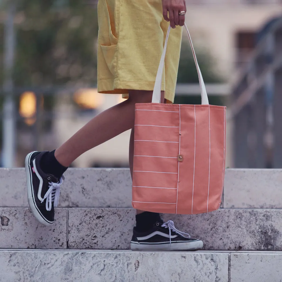 See You At Six - Verticals NNMNN - Cotton Canvas Gabardine Twill - Melon Punch