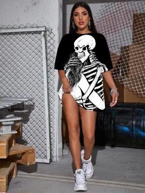 Skull T-shirt Women Skeleton T-shirts 3d Love Shirt Print Novel Funny T shirts Harajuku Gothic