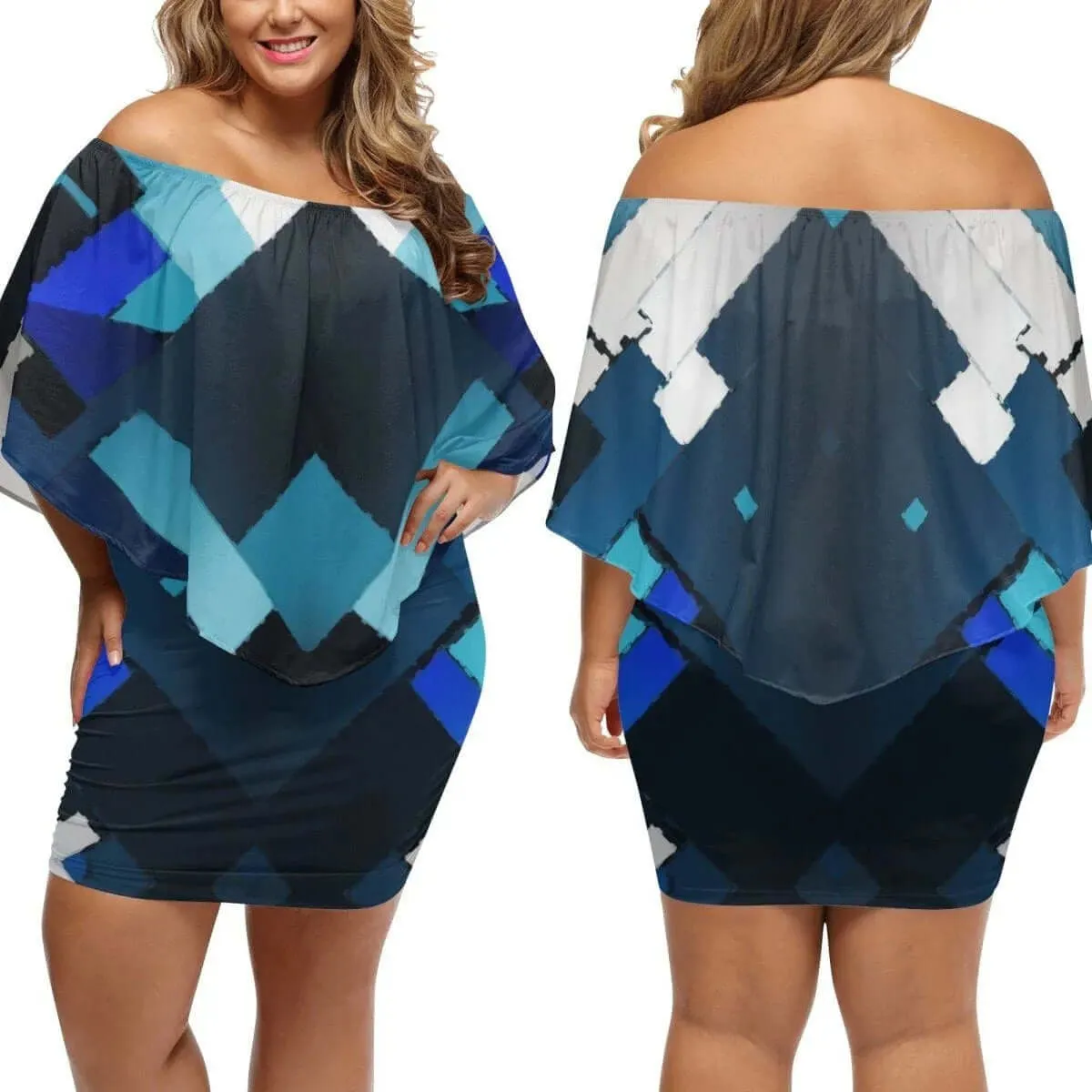 Stylish Azure Mosaic Dress