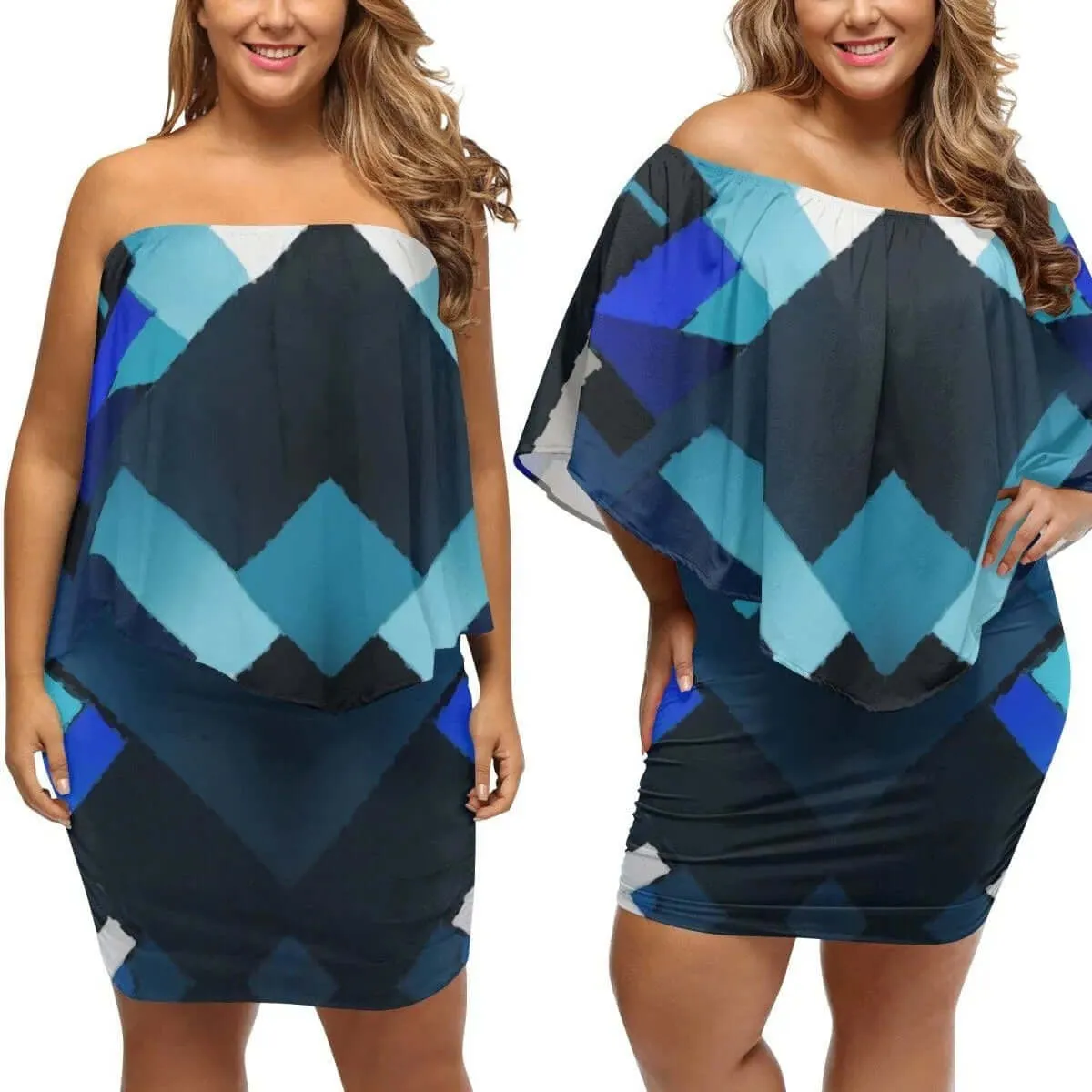 Stylish Azure Mosaic Dress