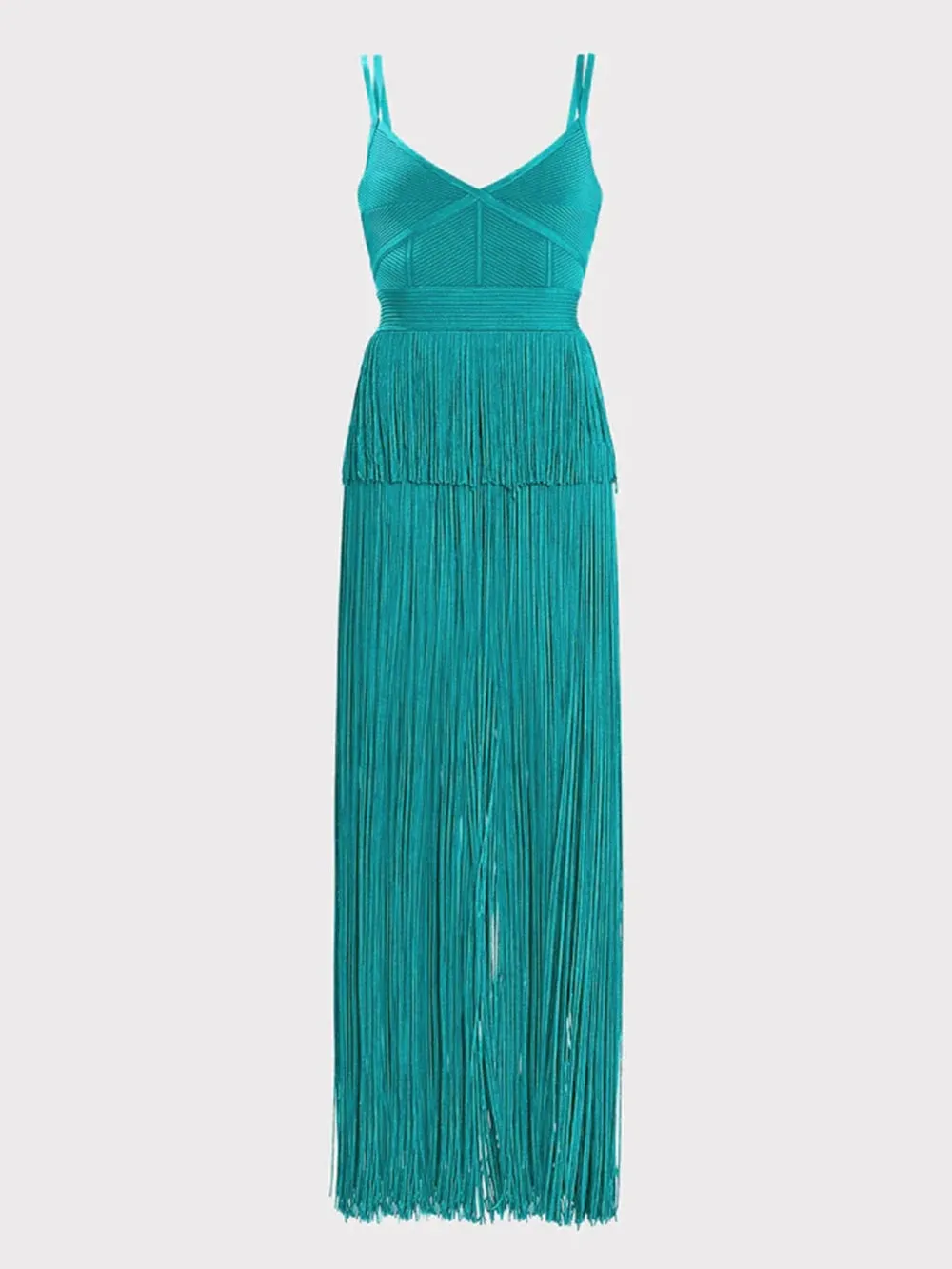 Tassel Fringe Sleeveless V-Neck Bandage Dress