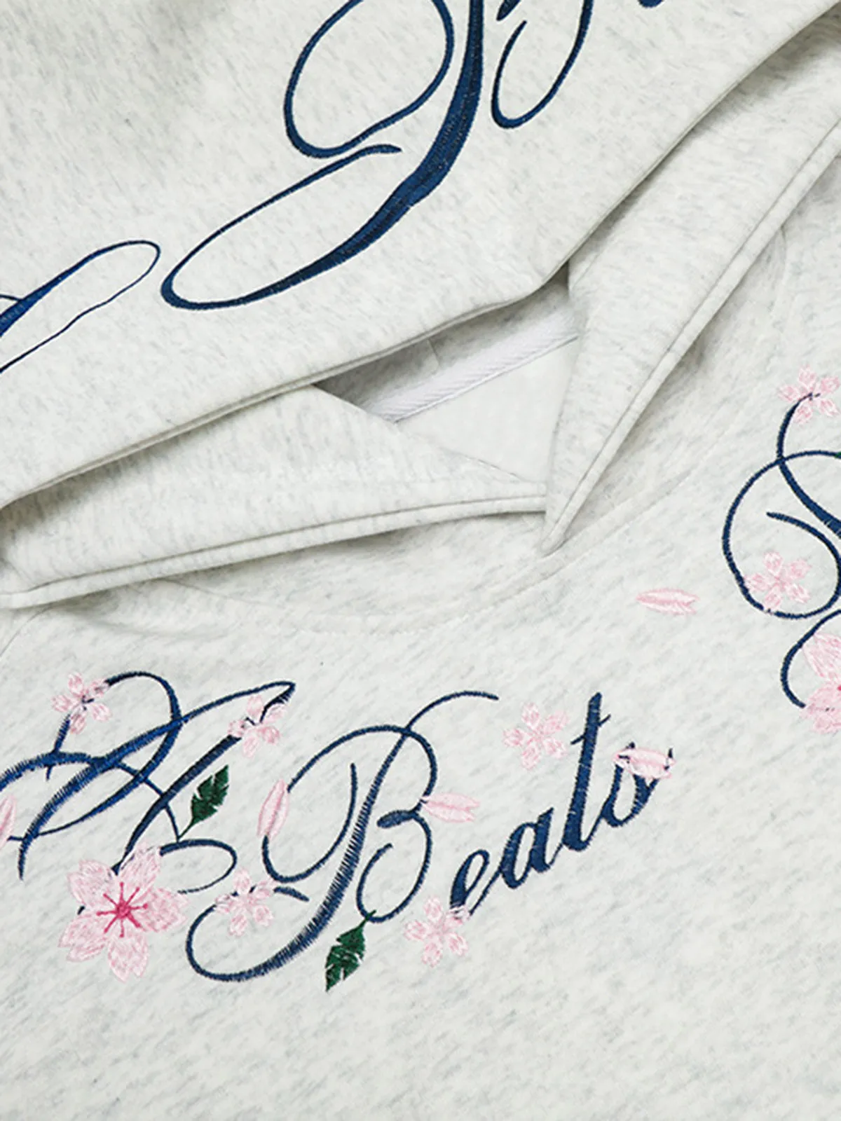 Thesupermade Floral Letter Embroidery  Hoodie