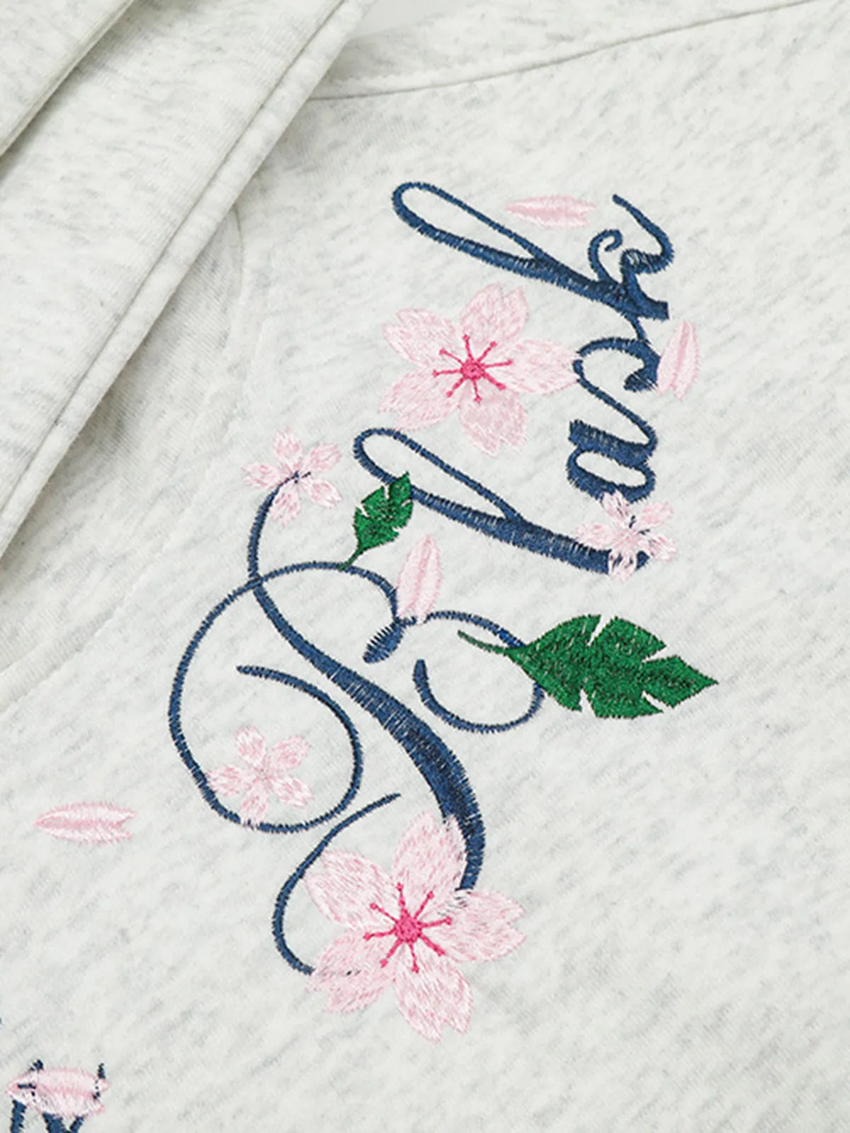 Thesupermade Floral Letter Embroidery  Hoodie