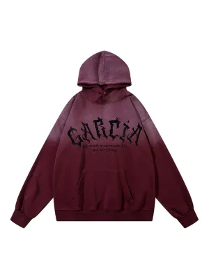 Thesupermade Patch Lettering Embroidered Gradient Color Hoodie
