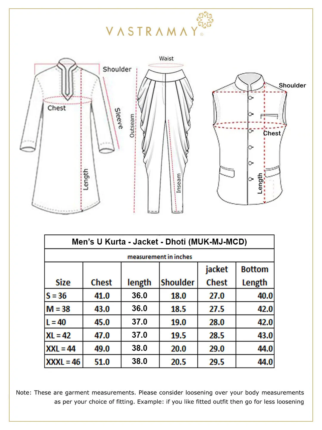 VASTRAMAY Men's Gold Zari Jacket Set