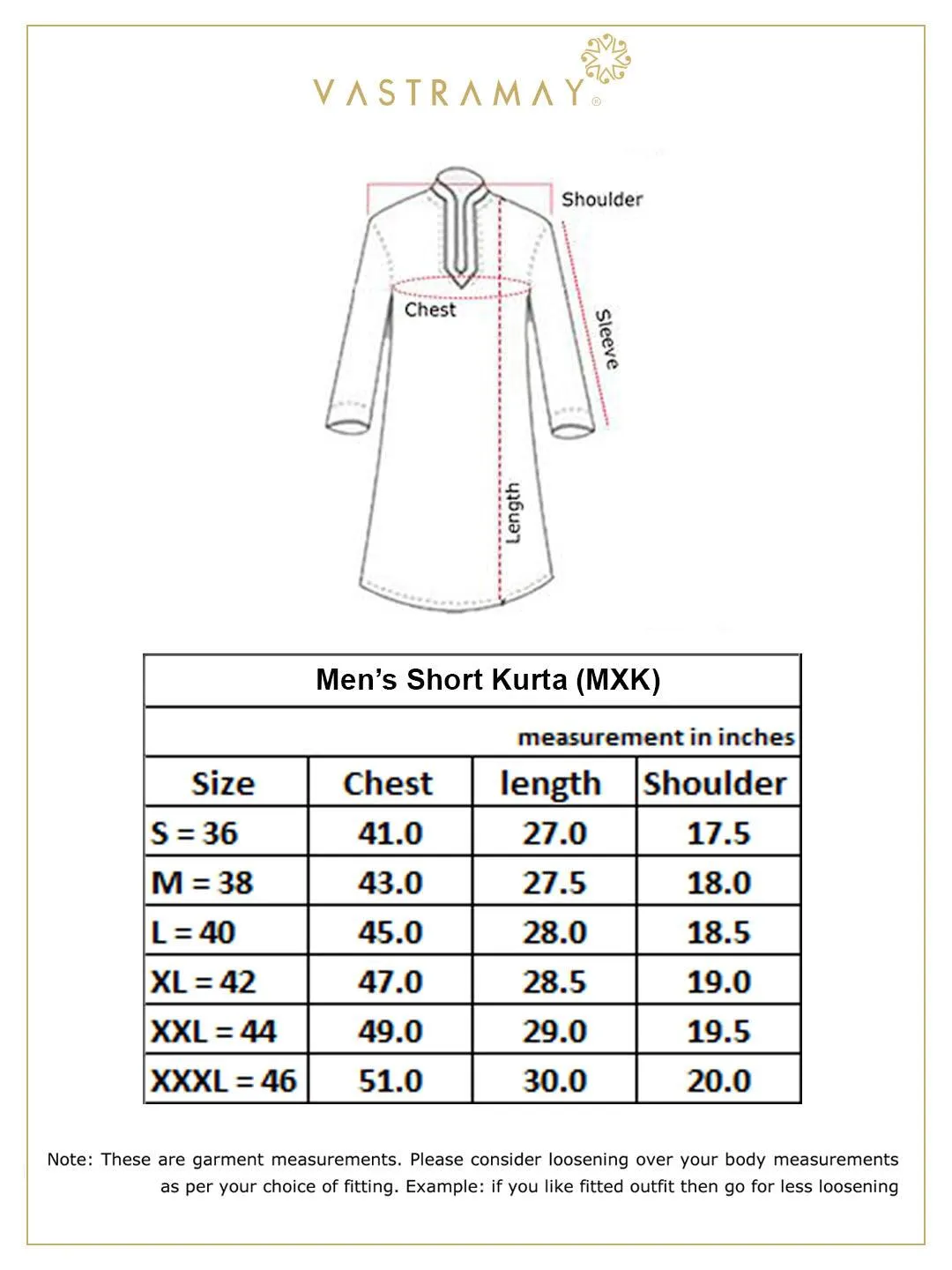 VASTRAMAY Men's Grey Cotton Short Kurta