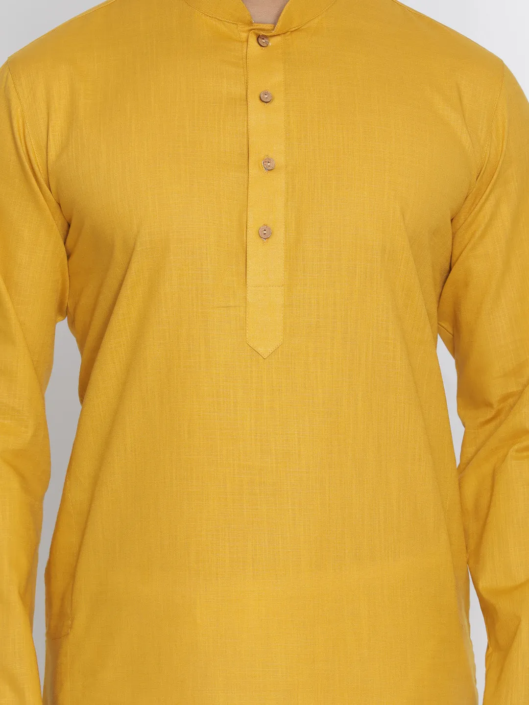 VASTRAMAY Men's Yellow Cotton Kurta