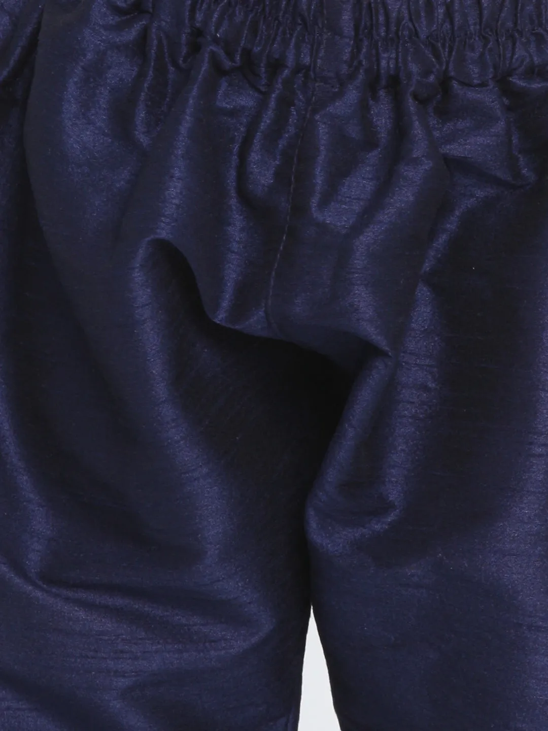 Vastramay Silk Blend Maroon and Navy Blue Baap Beta Jacket Kurta Pyjama set