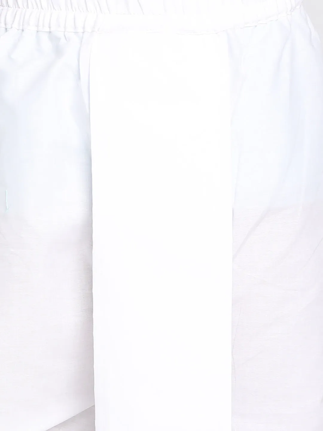 VASTRAMAY White Cotton Baap Beta Kurta Dhoti Set