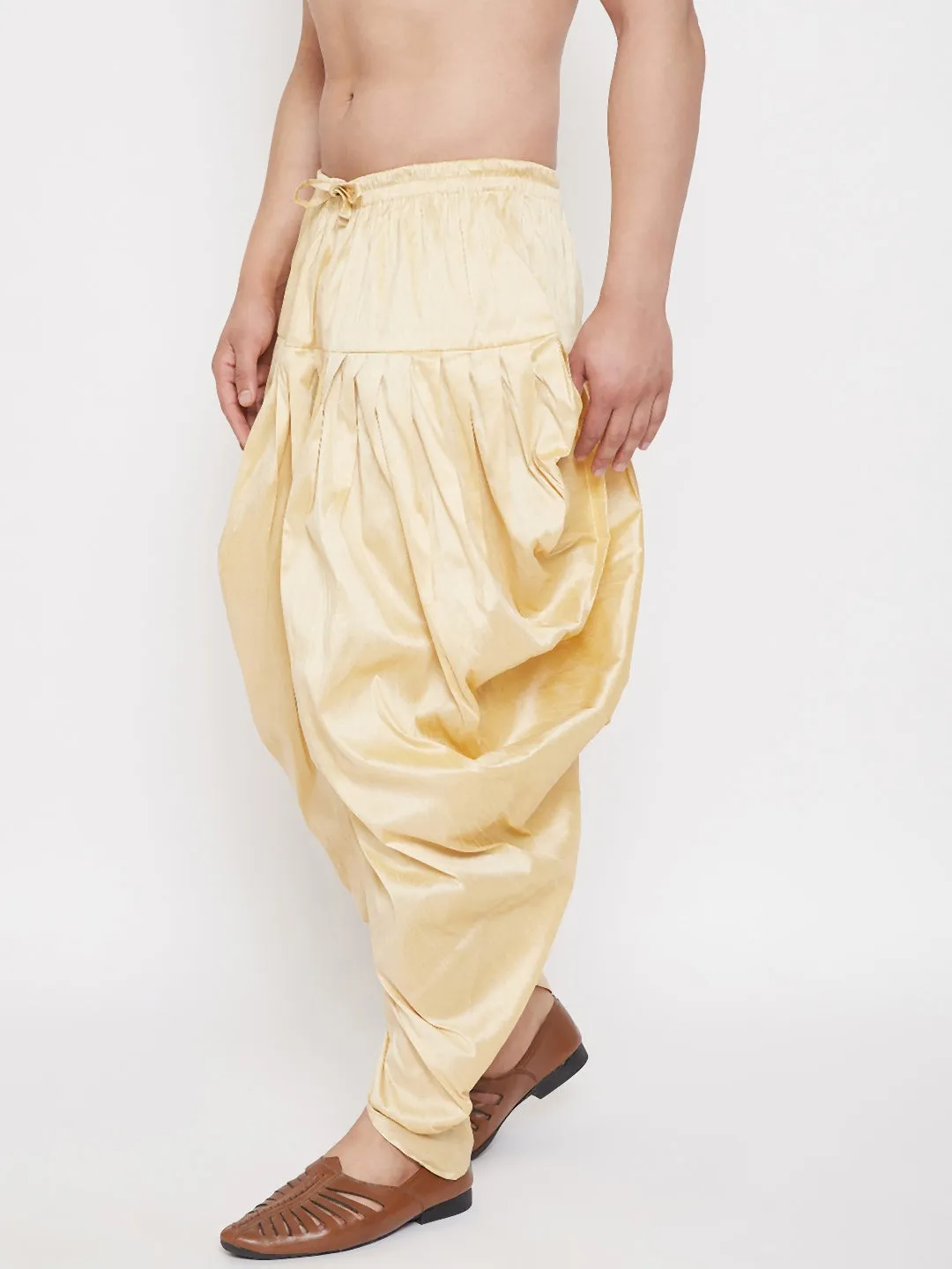 VM BY Vastramay Men's Gold Dhoti Pants
