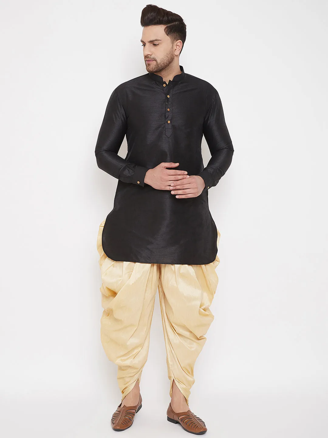 VM BY Vastramay Men's Gold Dhoti Pants